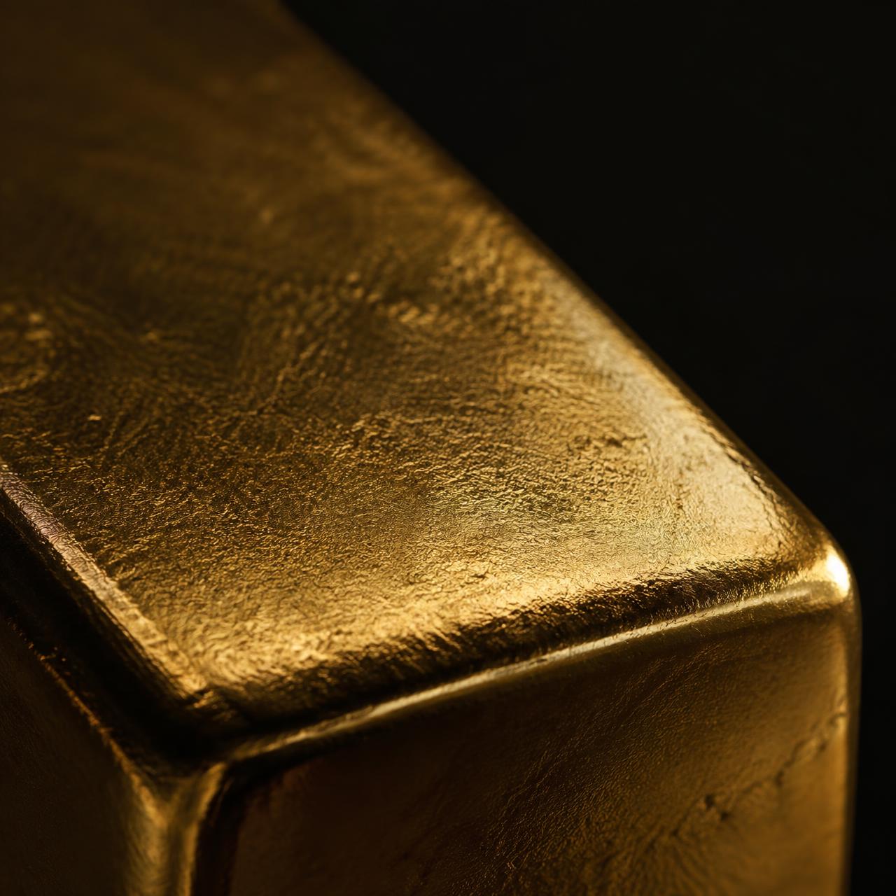 Close-up texture of a refined gold bar